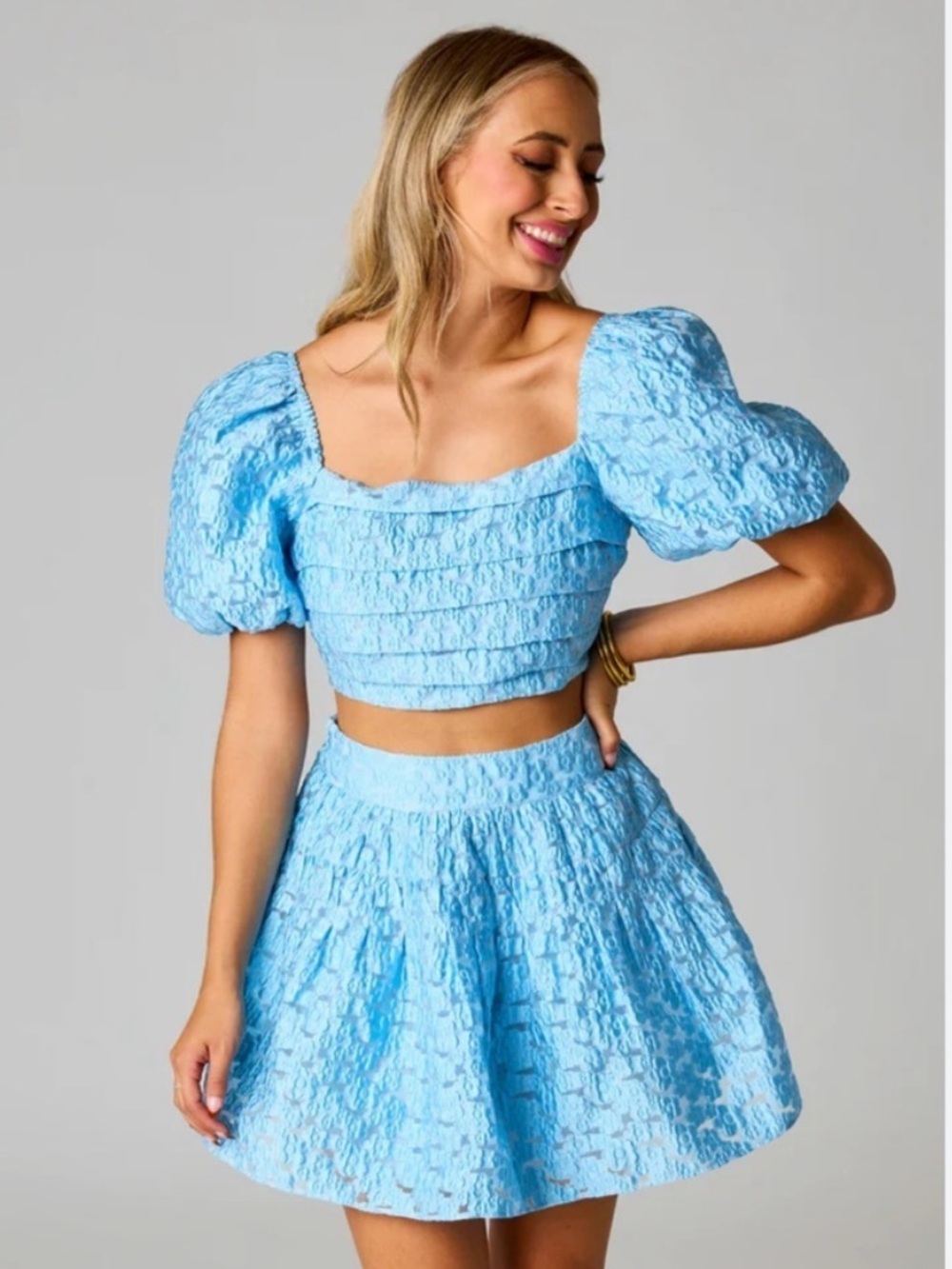 B Buddy Love Hyacinth Blue Cutie Crop & Skirt Set Women’s Large Set